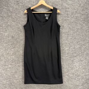KS Dress Women 12P Petite Black Sheath Midi Zipper Sleeveless Round Neck Casual